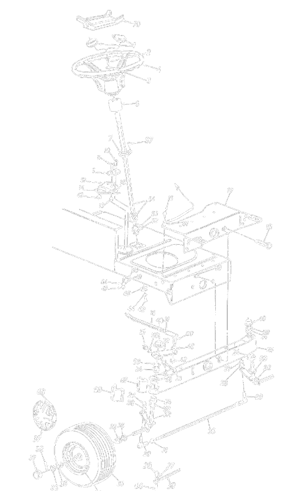 Axle, Front/Steering Assembly/ Wheels, Front Diagram and Parts List for 13AS699G088 (TMO-3204205)(1997) Yard Machines Lawn Tractor